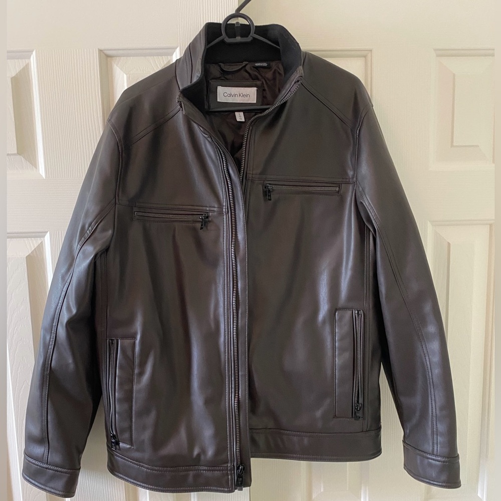 Calvin Klein Men's Brown Leather Jacket